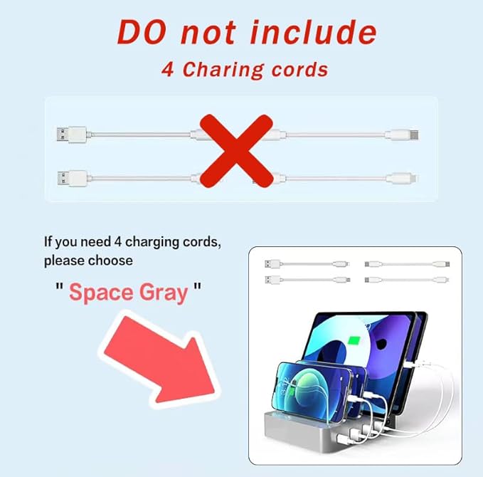 USB Charging Station - Charging Dock - 4-Port - Fast Charging Station for Multiple Devices - Docking Station - Smart Charging Station Dock - Multi Charging Station for Cell Phones Tablets