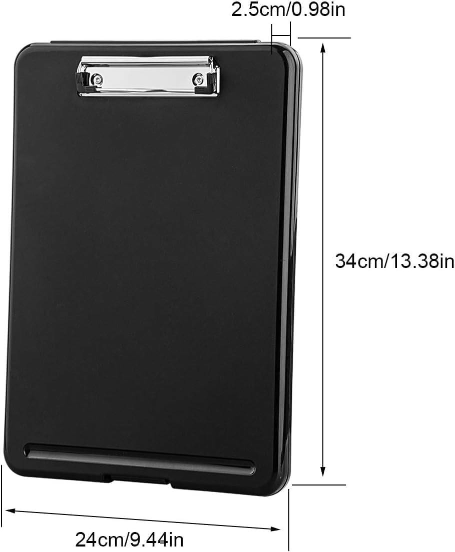 ZCZN Plastic A4 Form Storage Box Case, Clipboard Case, Bulk clipboard Set Suitable for School,Utility,Industrial Office, Medical Personnel,Black,24 Pack