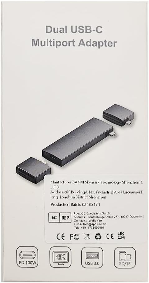 USB C Hub for MacBook, USB-C Hub 8-in-2, 2 HDMI 4K 60Hz, 2 USB A Data Ports microSD SD Card Reader for MacBook Pro 13 Inch, MacBook Air M1 M2 M3 iPad Dell XPS, Lenovo Thinkpad, HP Laptops