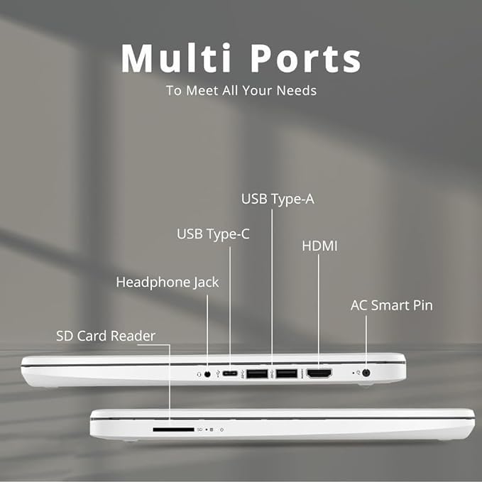 HP 2024 Premium 14" Micro-Edge Portable Laptop Student Business, Intel Quad-Core N4120, 16GB RAM, 320GB (64GB eMMC+ 256GB Card), Webcam, WiFi, Windows 11S + 1 Year Office 365, MarxsolAccessory White