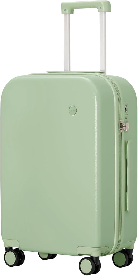 mixi Luggage Suitcase with Spinner Wheels, Hardside Rolling Suitcase PC with Cover & TSA Lock Lightweight Travel Case 22in Checked in, Avocado Green