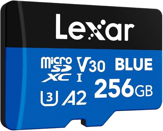 Lexar 256GB 2 Pack Blue Micro SD Card Up to 160MB/s, microSDXC UHS-I Memory Card with SD Adapter, C10, U3, A2, V30, Full HD, 4K UHD, High Speed TF Card