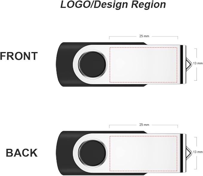 Personalized Flash Drives 32GB, Wooolken Customizable USB 2.0 Thumb Drives 10/20/50/100 Pack, Logo Memory Stick Custom Flash Drive USB Logo (Mixcolors)