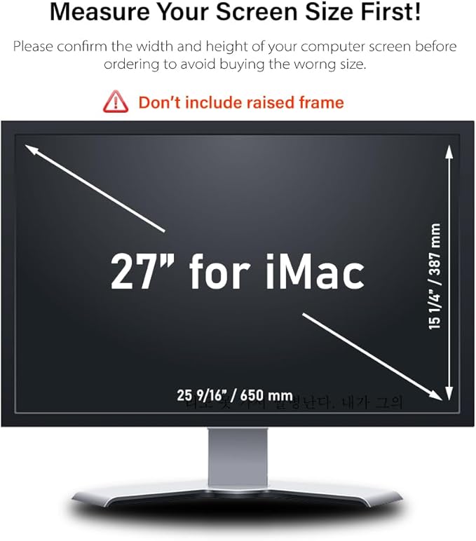 27 Inch - 16:9 Aspect Ratio - Computer Privacy Screen Filter for iMac Monitor - Anti-Glare - Anti-Scratch Protector Film - Please Check iMac or Others