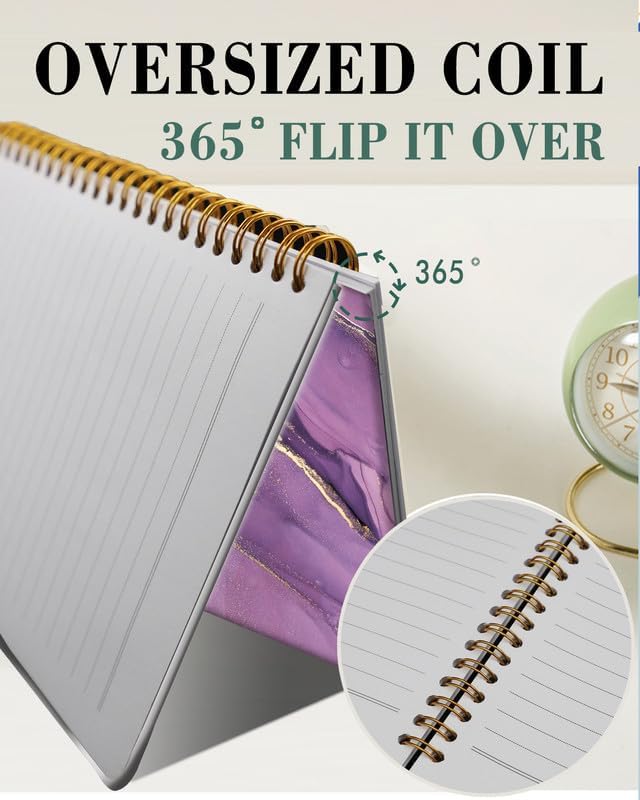 Spiral Journal Notebook,A5 Hardcover Lined Journals for Women Girl 6 x 8.3 in,120 Pages Thick Paper,Cute College Ruled Writing Notebook for Gifts Office Work School(Chic Purple Marble)