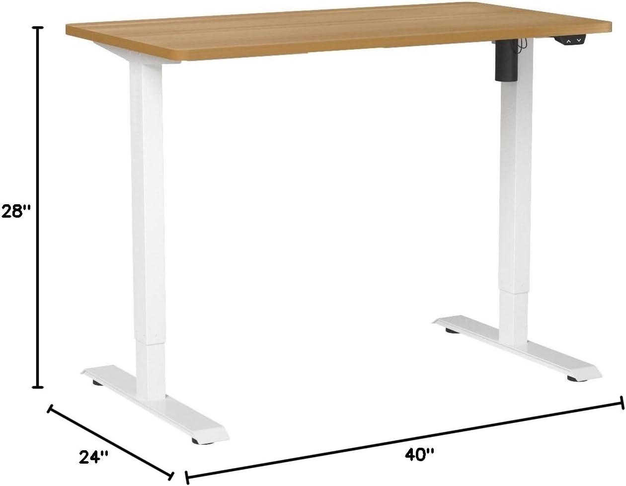 FLEXISPOT EN1 One Piece Standing Desk, 40 x 24 Inches Adjustable Height Desk for Small Space Electric Sit Stand Home Office Table Computer Workstation (White Frame + Maple Desktop)
