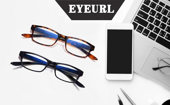 EYEURL 2-Pack Reading Glasses for Women Men Neck Hanging Blue Light Blocking Glasses With Spring Hinge Computer Readers