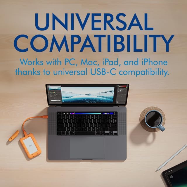 LaCie Rugged Mini SSD 4TB Solid State Drive - USB 3.2 Gen 2x2, speeds up to 2000MB/s, Compatible with PC, Mac, and iPad (STMF4000400)