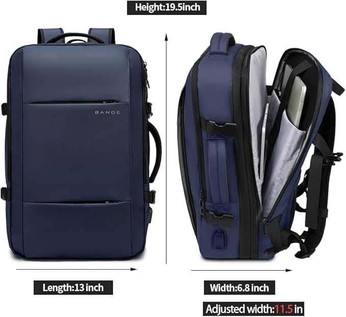 BANGE 45L Travel Backpack, Expandable Backpacks,Traveling Business Backpack For 17.3” Laptop,Airport Suitcase Backpack For Men