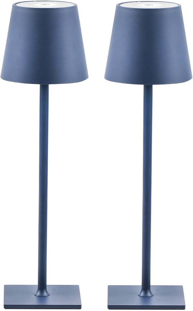 2 Pack Cordless Table Lamps, 3 Colors Stepless Dimming, 5000mAh Rechargeable Battery LED Desk Lamp for Bedroom/Couple Dinner/Desk/Cafe/Dining Room/Terrace
