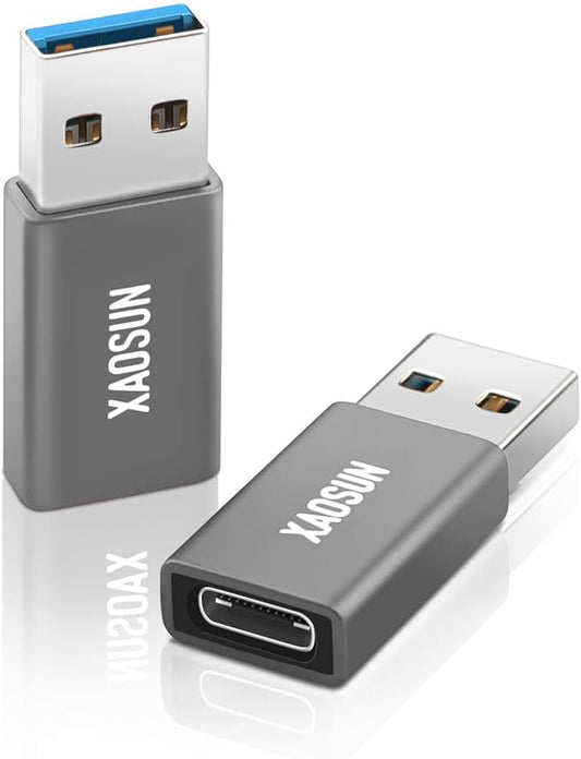 XAOSUN [10Gbps] USB C Female to USB Male Adapter (2-Pack), 3.1 USB A to C Adapter, One-Sided SuperSpeed Data Sync & 100W Fast Charging for iPhone 15 Plus Pro Max, Laptop, Charger, Quest Link, etc.