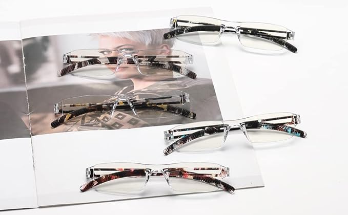 Viseng 3 pairs of reading glasses, blue light blocking glasses, computer reading glasses for men and women, fashionable rectangular one-piece glasses frame+1.0