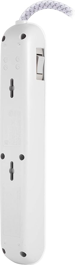 Philips 6 Outlet Power Strip Surge Protector, 6 Ft Power Cord, Designer Braided Extension Cord, Flat Plug, Perfect for Office or Home Décor, 1080 Joules, White, SPC3054WA/37