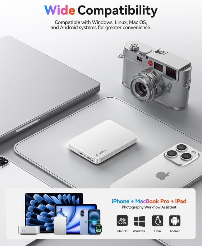 ORICO BookDrive 2TB Magnetic External SSD with PD 100W Charging for Labtop & USB-C Smartphone - Magsafe Portable Solid State Drive, 1000MB/s for USB 3.2 Gen2 - P10Plus