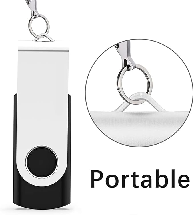 4GB Flash Drive 10 Pack, USB 2.0 Thumb Drives Bulk Swivel Memory Stick for Data Storage, Black