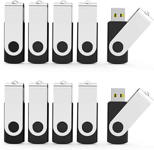 Aiibe 2GB Flash Drives 20 Pack 2GB USB Flash Drive Bulk USB 2.0 Thumb Drives Swivel Zip Drive (2 GB, Black)