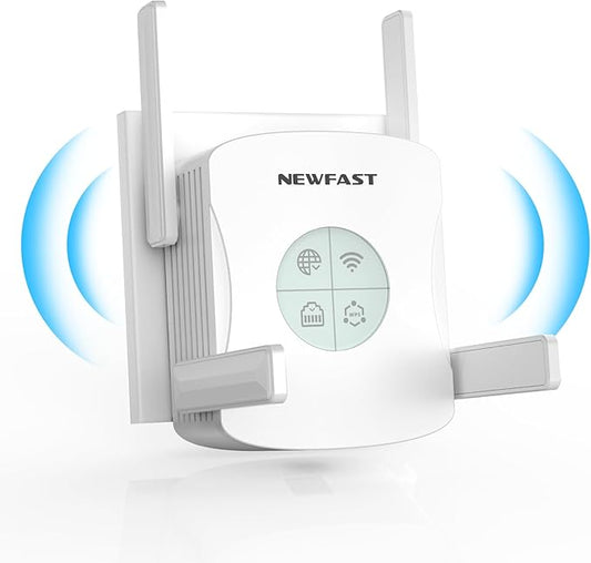NEWFAST AX1800 WiFi 6 Range Extender,Dual Band WiFi Repeater Signal Booster with Gigabit Ethernet Port, 2.4G&5.8G WiFi Extender Signal Booster for Home with 4 Antenna,AP Mode,Quick Setup (NF-RE553)