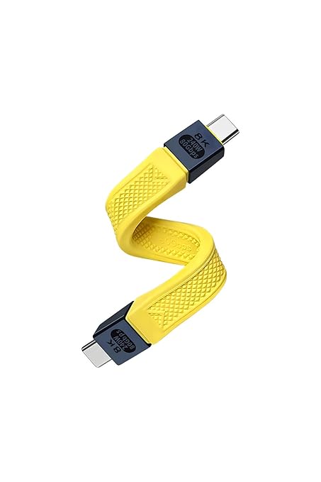 Duttek 80Gbps 240W Short USB C to USB C Cable for Thunderbolt 5 Cable 5inch, 8K@120Hz Type C to Type C Cord Compatible with iPhone 16, MacBook, Thunderbolt 4/3,USB 4. Yellow
