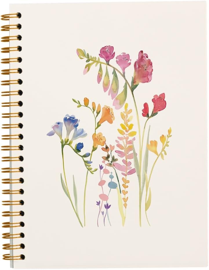 Vintage Wild Flower Botanical Plant Hardcover Spiral Notebook 5.5x8.3,Rustic Spring Floral Cottagecore Notebook Journal for Work Office School Student Teacher.