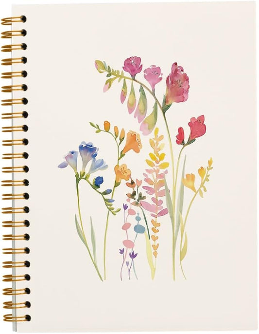 Vintage Wild Flower Botanical Plant Hardcover Spiral Notebook 5.5x8.3,Rustic Spring Floral Cottagecore Notebook Journal for Work Office School Student Teacher.