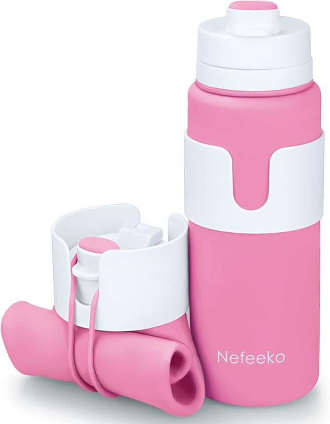Nefeeko Collapsible Water Bottle, BPA Free 26oz Foldable Water Bottle for Travel Sports, Leak-Proof Spill-Proof Portable Water Bottles with Carabiner, Lightweight