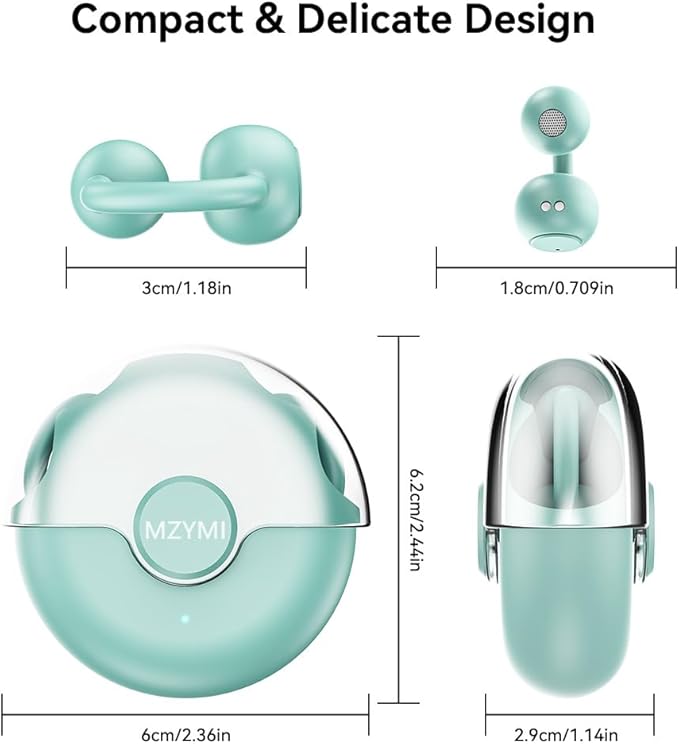 Open Ear Earbuds, Bluetooth 5.4 Clip On Headphones,with Mic, 56H Playtime, IPX5 Waterproof, Clip-On Fit, Clear Audio, for Small Ears, Workout Sports Running(Sky Blue)