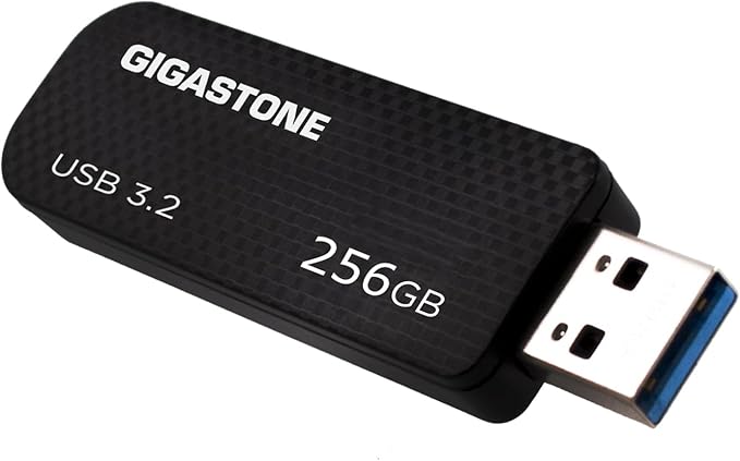 GIGASTONE 256GB Flash Drive, Z30 USB 3.2 Gen 1, 100MB/s Ultra Fast, Keychain Loop, Carbon Fiber Style, Push-Pull Design, Data Storage, Backup for PC/Mac/TV/Car, USB 2.0/3.0/3.1 Compatible