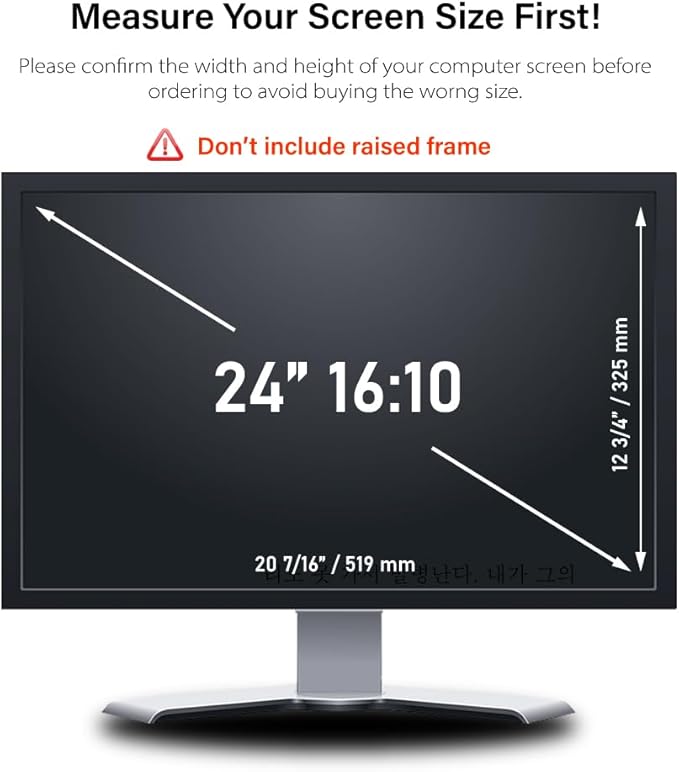 24 Inch - 16:10 Aspect Ratio - Computer Privacy Screen Filter for Widescreen Monitor - Anti-Glare - Anti-Scratch Protector Film - Protects Your Eyes from Harmful Glare and Blue Light