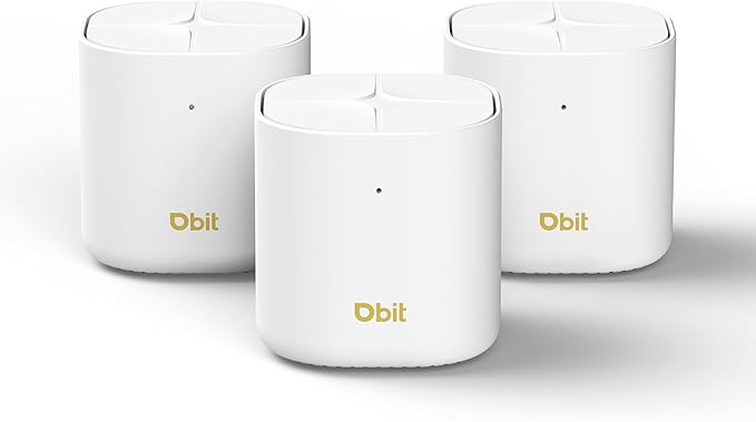 DBIT AX1800 WiFi 6 Whole Home Mesh Wi-Fi System, Dual-Band Coverage up to 6,500 sq. ft. and 150 Devices, Replaces Wireless Router and Extender (D-MAX5, 3-Pack, 6 Gigabit Ethernet Ports in Total)