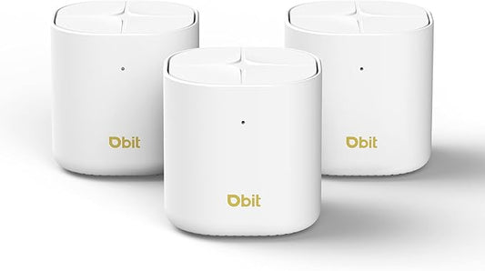 DBIT AX1800 WiFi 6 Whole Home Mesh Wi-Fi System, Dual-Band Coverage up to 6,500 sq. ft. and 150 Devices, Replaces Wireless Router and Extender (D-MAX5, 3-Pack, 6 Gigabit Ethernet Ports in Total)