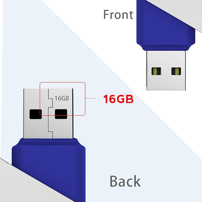 MOSDART USB2.0 16GB Flash Drive, Swivel Design with LED Indicator, Keychain Loop, FAT32 Memory Stick for Data Storage, Blue(Pack of 10)