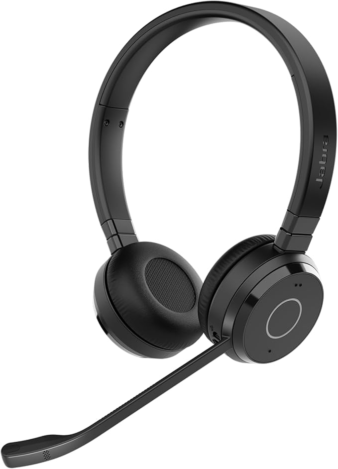Jabra Evolve 65 TE (Third Edition) Wireless Dual-Ear Headphones - Noise-Canceling Mic, 16 hrs Battery Life, Dual Connectivity, MS Teams Certified, Supports Other Platforms, Black