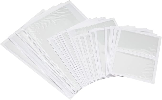 Juvale Pocket Planner Adhesive Pouches - White, 30-Pack, 4 Sizes (3.7 x 2.3 to 8.8 x 5.5 in) - Stick-On Pockets for Notebooks & Label Holder & Photo Sleeves & Index Card Sleeves