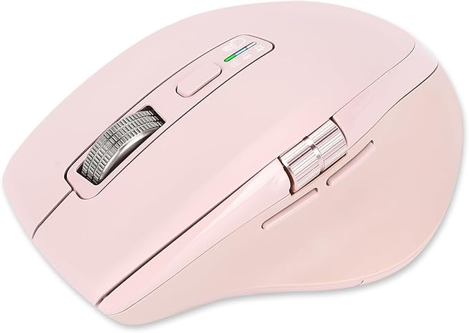 Wireless Bluetooth Side Scroll Mouse with Multi-Device, Ergonomic Computer Mice with Smart Flying Scroll, Quiet Click for Computer, Laptop, iPad, Tablet, MacBook (Pink)