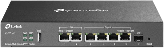 TP-Link ER707-M2 | Omada Multi-Gigabit VPN Router | Dual 2.5Gig WAN Ports | High Network Capacity | SPI Firewall | Omada SDN Integrated | Load Balance | Lightning Protection