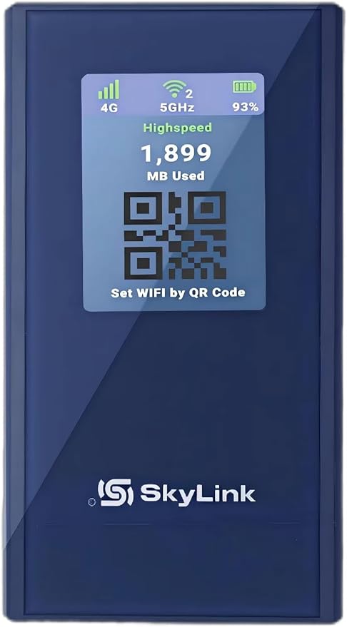 Skylink Global SLG-06 Blade 4G LTE Mobile Hotspot–Portable WiFi for Travel in 140+ Countries, No SIM Card Needed (AI Powered Global Smart Network), 10GB U.S. Data, No Contract, Connects to 16 Devices