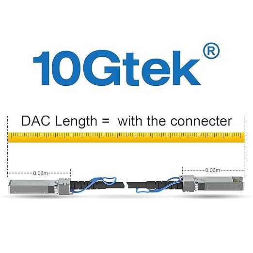10Gtek [10-Pack 10G SFP+ DAC Cable - 10GBASE-CU Passive Direct Attach Copper Twinax SFP Cable for Cisco SFP-H10GB-CU0.5M, Ubiquiti UniFi, Fortinet, Netgear, D-Link, Mikrotik, ZTE, 0.5-Meter(1.6ft)