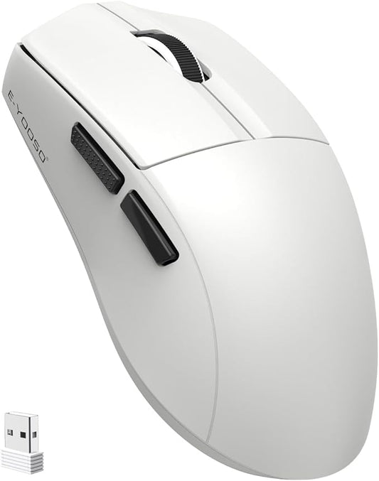XuanGui Wireless Gaming Mouse,2.4G/BT/USB-C Wired,5-Level DPI 4000 Max,50g Lightweight,1000Hz Polling Rate,Macro Program,Side Buttons,44-Hour Battery Life,For Laptop/PC/Computer/Mac/Tablet (White-1)