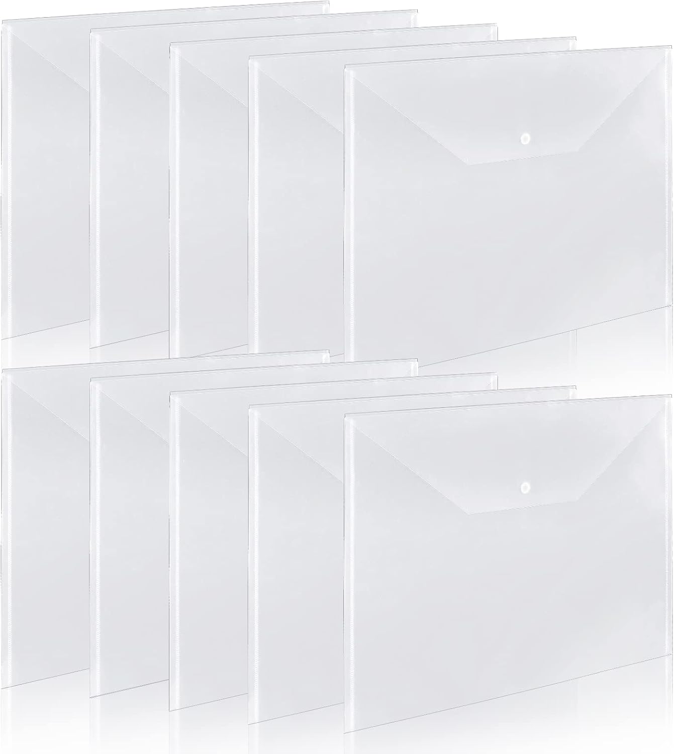 10 Pieces 11x17 inch Tabloid Size Document Folder Organizers with Snap Closure Clear Snap Closure File Folder Folder Poly Oversized Envelope File Folder Closure Plastic Folders for Office School Home