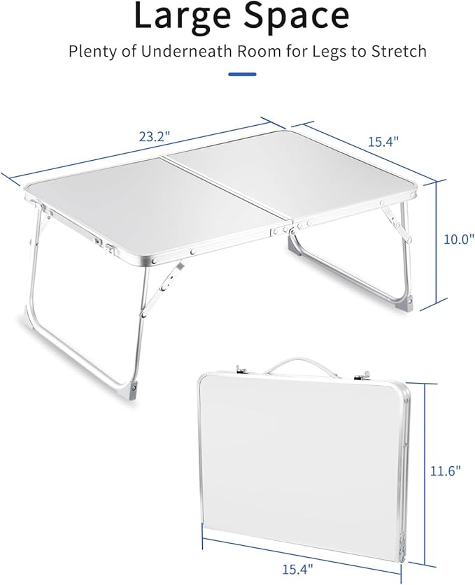 Foldable Laptop Table for Bed, SUVANE Lap Desk Bed Desk, Breakfast Serving Bed Tray, Portable Mini Picnic Table Storage Space Laptop Desk Reading Holder(Gray)