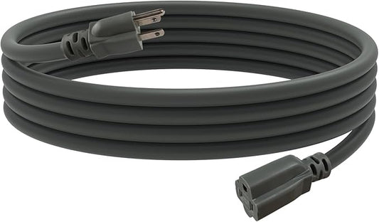 EP 10 Ft Outdoor Extension Cord, 12/3 SJTW Heavy Duty Extension Cable with 3 Prong Grounded Plug, 15 AMP Power Cord for Lawn, Garden, Appliances, Gray