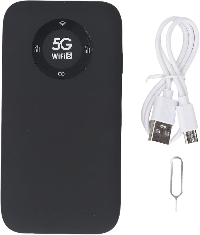5G Mobile Hotspot, WiFi 6 16 Users Portable Wireless Router with SIM Card Slot and 7100mAh Battery, for Travel Business Outdoor Use (Black)