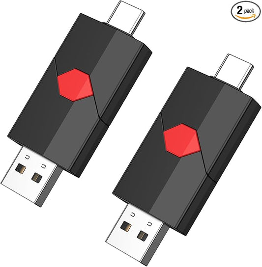 Aiibe 128GB USB C Flash Drive 2 Pack Type C + USBA 128GB USB Drives Push-Pull USB2.0 Memory Stick Thumb Drive for iPhone 15 Android Phones Tablet Computer (2 Pack)