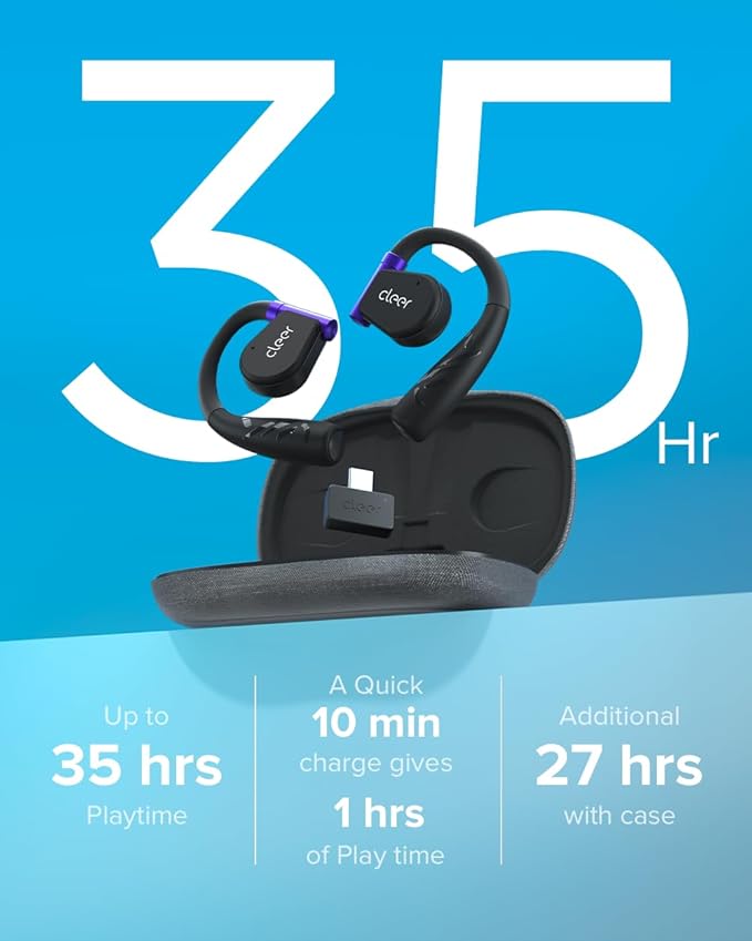 Cleer ARC II Gaming Earbuds - True Wireless Open Ear Headphones, Ultra-Low Latency, Snapdragon Sound, Bluetooth 5.3, USB-C Dongle, 35Hr Battery, Compatible with PS4, PS5, PC, Switch, Black