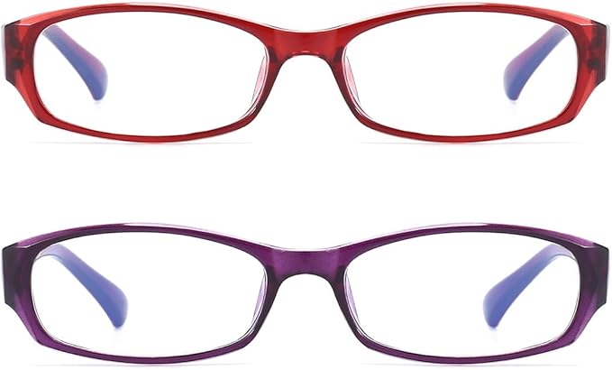 Reading Glasses Women Blue Light Blocking - Set of 2 Pattern Design Value Computer Readers (Purple/Red, 1.5)