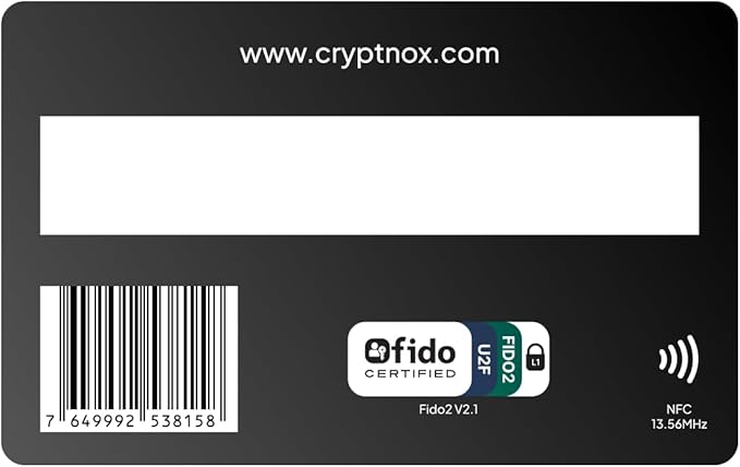 FIDO2 NFC Security Key Card – FIDO2 Level 1 Certified – Passwordless Login & 2FA via NFC or Contact – Works with Windows, Mac, iOS, Android – Ultra-Slim Tap-to-Login Card