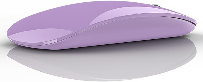 TENMOS M18 Bluetooth Mouse, USB C Rechargeable Wireless Mouse, Triple Mode (Dual Bluetooth+USB) Computer Silent Mice Portable with USB Receiver and Type C Adapter for Laptop/MacBook/iPad/PC - Purple