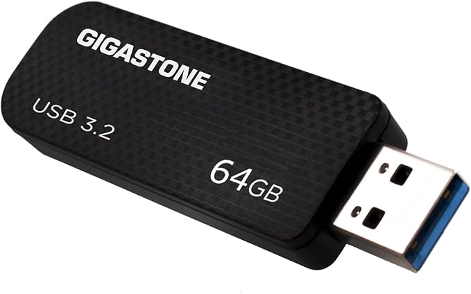 Gigastone Z30 64GB USB3.0 Flash Drive, Capless Retractable Design Pen Drive, Carbon Fiber Style, Reliable Performance & Durable