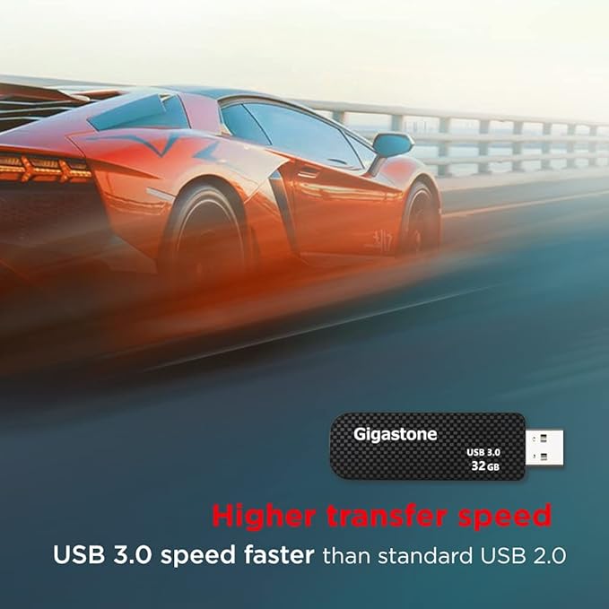 Gigastone Z30 32GB USB3.0 Flash Drive, Capless Retractable Design Pen Drive, Carbon Fiber Style, Reliable Performance & Durable