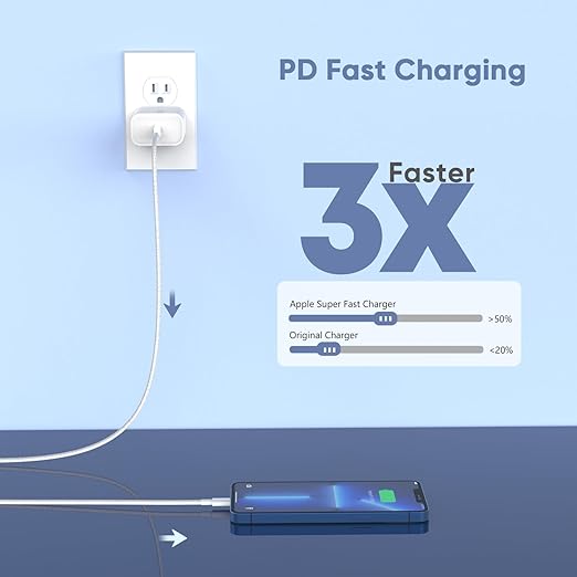 iPhone 14 Charger Fast Charging,Fast Charger i Phone 2Pack 10Foot Extra Long Braid Woven Cable Cord with PD Charging Block Cube for iPhone 14/13/13 Pro/12 Pro/12 Pro Max/11/Xs Max/XR/X/SE,iPad,AirPods